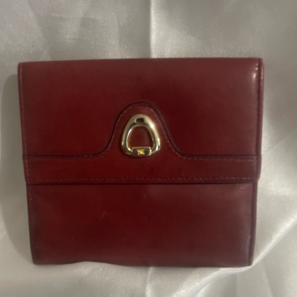 CELINE Vintage Red Horse bit Compact Wallet